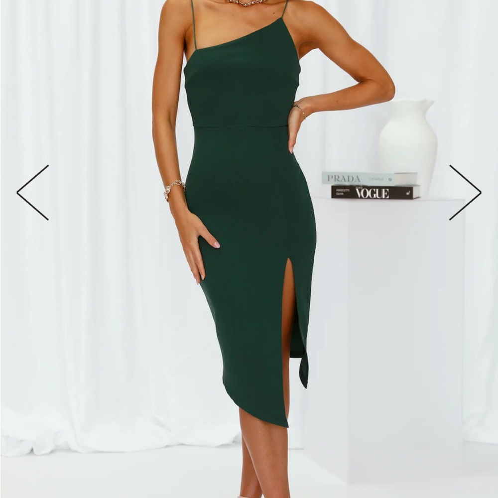 Hello Molly Outta Cash Dark Green MIDI Dress